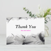 Schwarzweiss-Feder-Einladungs-Karte Dankeskarte (Stehend Vorderseite)