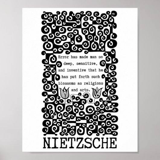 Schwarzweiß-FEHLER-Zitat von Nietzsche Poster (Vorne)
