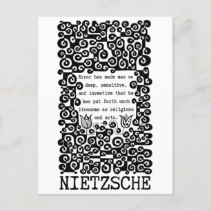 Schwarzweiß-FEHLER-Zitat von Nietzsche Postkarte