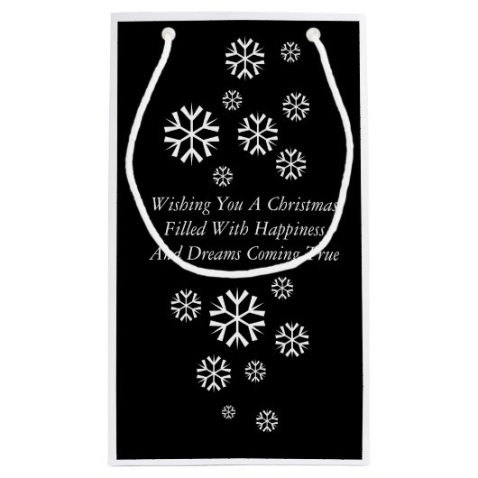 Schwarzweiß-Festdesign des niedlichen Schneemanns Kleine Geschenktüte (Rückseite)