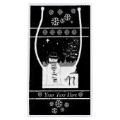 Schwarzweiß-Festdesign des niedlichen Schneemanns Kleine Geschenktüte (Vorderseite)