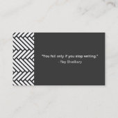 Schwarzweiss-Fischgrätenmustermuster Visitenkarte (Rückseite)