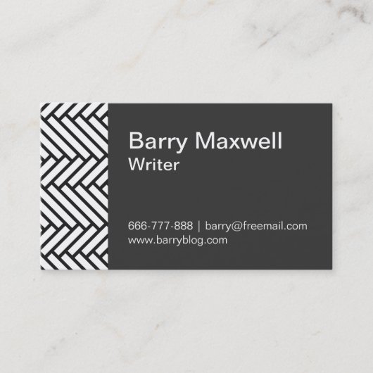 Schwarzweiss-Fischgrätenmustermuster Visitenkarte (Vorderseite)