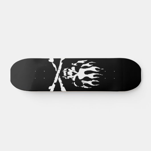 Schwarzweiss-Flammenschädel-Skatebrett Skateboard (Horizontal)
