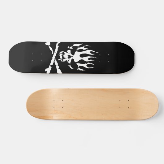 Schwarzweiss-Flammenschädel-Skatebrett Skateboard (Horizontal)