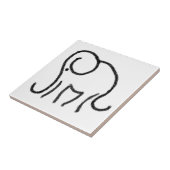 Schwarzweiss-Fliese mit stilisiertem Elefantemblem Fliese (Seite)