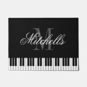 Schwarzweiss-Flügel befestigt Monogrammtürmatte Fußmatte (Vorderseite)