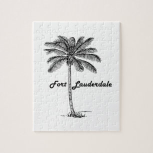 Schwarzweiss-Fort Lauderdale- u. Palmenentwurf Puzzle