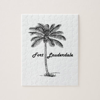 Schwarzweiss-Fort Lauderdale- u. Palmenentwurf Puzzle
