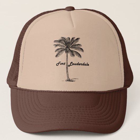 Schwarzweiss-Fort Lauderdale- u. Palmenentwurf Truckerkappe (Vorderseite)