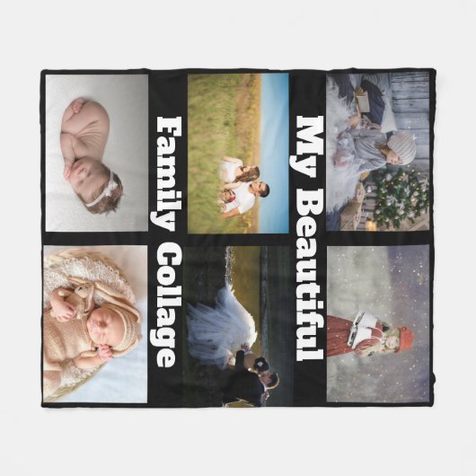 Schwarzweiß-Foto 6 Bilder-Familie Collage Fleecedecke (Vorderseite (Horizontal))