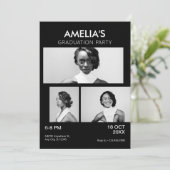 Schwarzweiß-Foto-Abschlussfeier Einladung (Stehend Vorderseite)