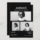 Schwarzweiß-Foto-Abschlussfeier Einladung (Vorne/Hinten)