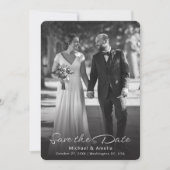 Schwarzweiß-Foto-Hochzeit speichern Sie die Datums (Vorderseite)