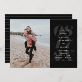 Schwarzweiß-Foto mit fett formatiertem Datum Save The Date (Vorne/Hinten)