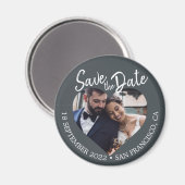 Schwarzweiß-Foto Moderne Schrift Save-the-Date-Kar Magnet (Vorderseite/Rückseite)