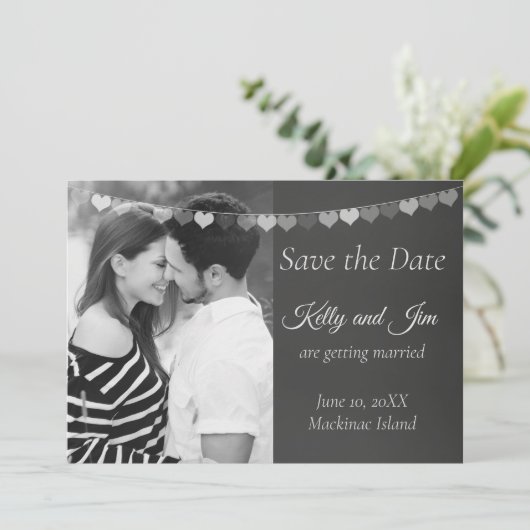 Schwarzweiß-Foto Save the Date (Stehend Vorderseite)