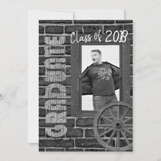 Schwarzweiss-Foto-Vintager Abschluss Einladung (Vorderseite)