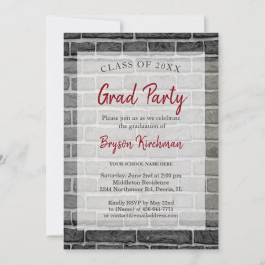 Schwarzweiss-Foto-Vintager Abschluss Einladung (Rückseite)