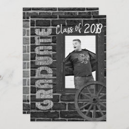 Schwarzweiss-Foto-Vintager Abschluss Einladung