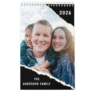 Schwarzweiß-Fotoalbum Benutzerdefiniertes Familien Kalender