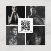 Schwarzweiß-Fotograf 4 Fotos QR-Code Quadratische Visitenkarte (Vorderseite)