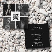 Schwarzweiß-Fotograf 4 Fotos QR-Code Quadratische Visitenkarte