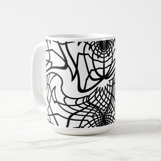 Schwarzweiß-Fraktal Kaffeetasse (Vorderseite Links)