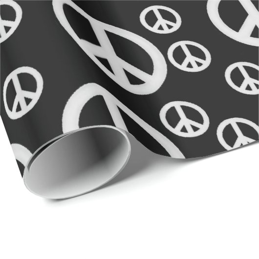 Schwarzweiss-Friedenszeichen Geschenkpapier (Rolleneckpunkt)