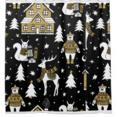 Schwarzweiß Frohe Weihnachtsschneeflocken Set Duschvorhang (Vorderseite)