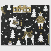 Schwarzweiß Frohe Weihnachtsschneeflocken Set Geschenkpapier (Flach)