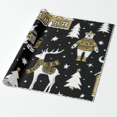 Schwarzweiß Frohe Weihnachtsschneeflocken Set Geschenkpapier (Ungerollt)