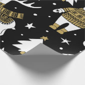 Schwarzweiß Frohe Weihnachtsschneeflocken Set Geschenkpapier (Ecke)