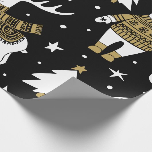 Schwarzweiß Frohe Weihnachtsschneeflocken Set Geschenkpapier (Ecke)