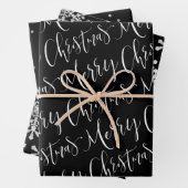 Schwarzweiß Frohe Weihnachtsschneeflocken Set Geschenkpapier Set (Beispiel)