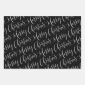 Schwarzweiß Frohe Weihnachtsschneeflocken Set Geschenkpapier Set (Vorderseite)