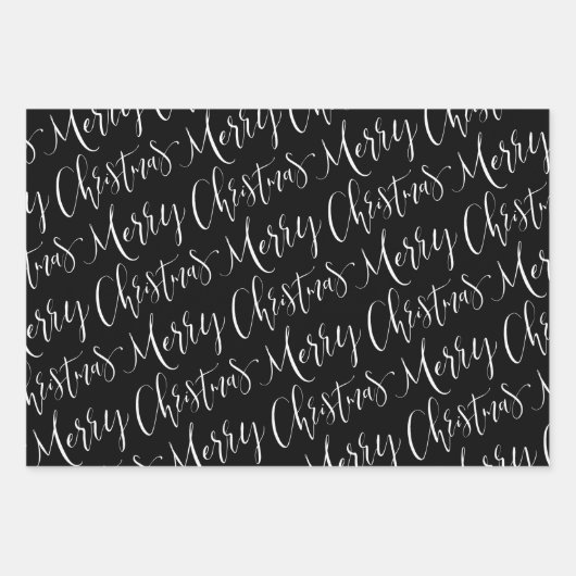 Schwarzweiß Frohe Weihnachtsschneeflocken Set Geschenkpapier Set (Vorderseite)