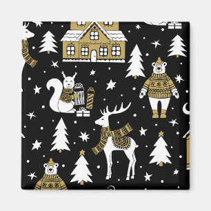 Schwarzweiß Frohe Weihnachtsschneeflocken Set Magnet