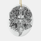 Schwarzweiss-Fuchs im Wald Keramikornament (Rechts)
