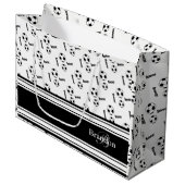 Schwarzweiss-Fußball-Entwurf Große Geschenktüte (Vorderseite Schrägansicht)