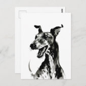 Schwarzweiß Galgo Español | Joyful Greyhound Postkarte (Vorne/Hinten)