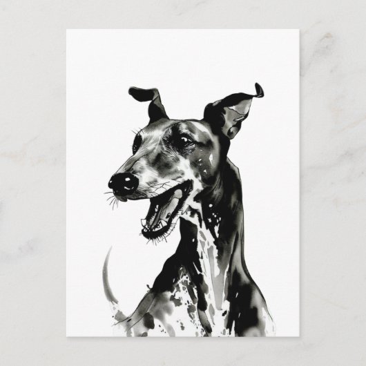 Schwarzweiß Galgo Español | Joyful Greyhound Postkarte (Vorderseite)