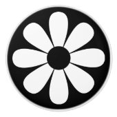Schwarzweiss-Gänseblümchen Keramikknauf (Vorderseite)