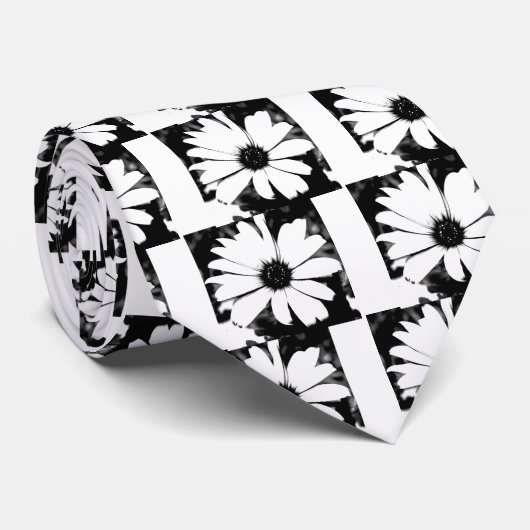 Schwarzweiss-Gänseblümchen Krawatte (Gerollt)