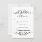 Schwarzweiß-Geblüht Elegance UAWG RSVP Karte (Rückseite)