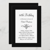 Schwarzweiss-Geburtstags-Einladung Einladung (Vorne/Hinten)