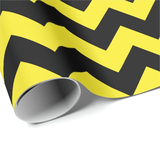 Schwarzweiß-Gelb-Groß-Zickzack Schleifpapier Geschenkpapier (Rolleneckpunkt)