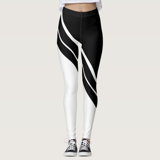 Schwarzweiss-geometrisches Leggings (Vorderseite)
