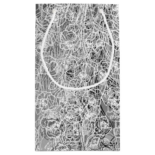 Schwarzweiss-Geschenk-Tasche des Blumendruck-3 Kleine Geschenktüte (Rückseite)