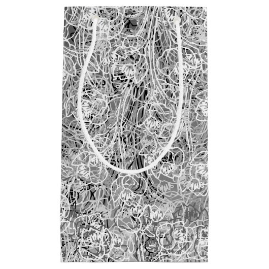 Schwarzweiss-Geschenk-Tasche des Blumendruck-3 Kleine Geschenktüte (Vorderseite)